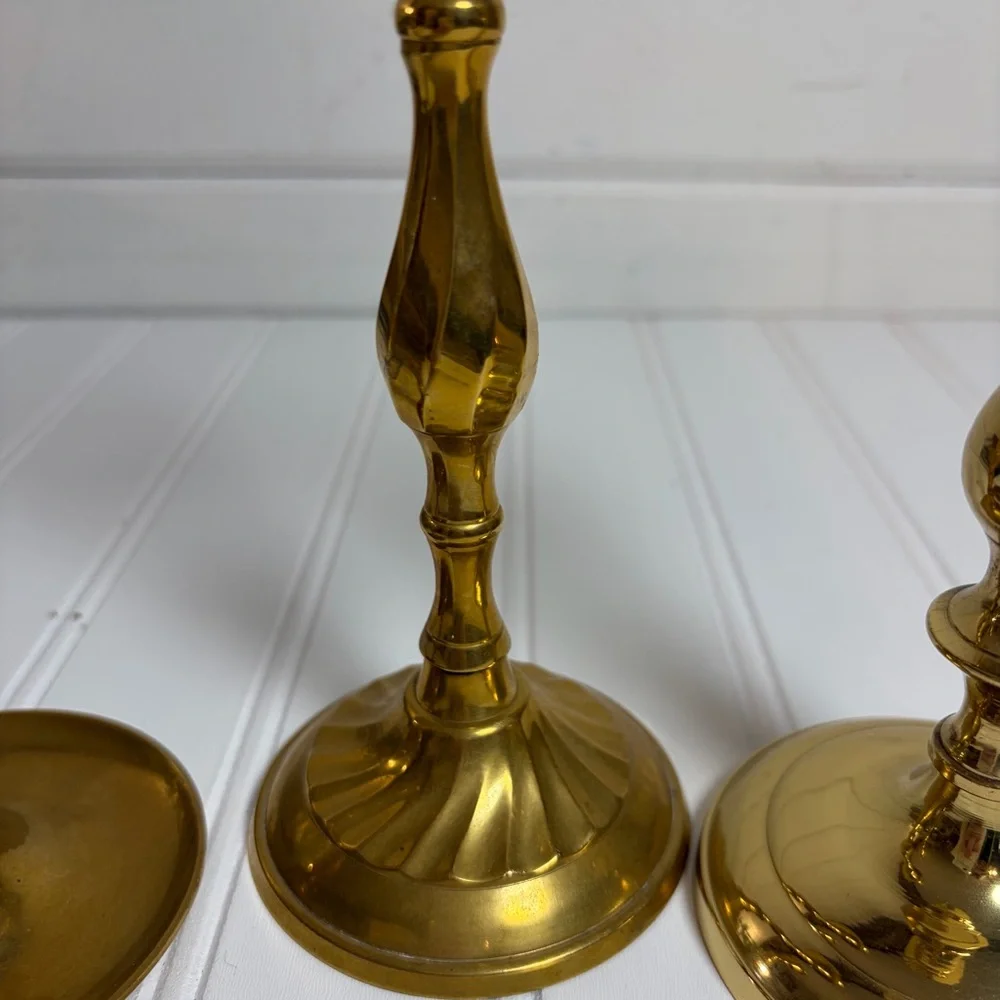 Vintage Brass Candlestick Holders Set of 3 - Picture 2 of 7